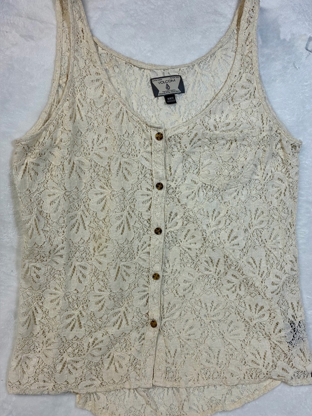 Volcom Cream Lace Button-Down Camisole